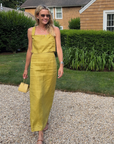 MASON'S DAUGHTER | Ella Scallop Maxi Skirt, Chartreuse Linen