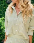 MASONS DAUGHTER | the Boyfriend Shirt, Olive & Ivory Striped