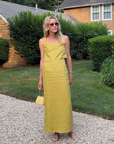 MASON'S DAUGHTER | Ella Scallop Maxi Skirt, Chartreuse Linen