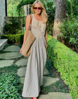 MASON'S DAUGHTER | Sophia Maxi Skirt, Brown & Ivory Dobby Striped