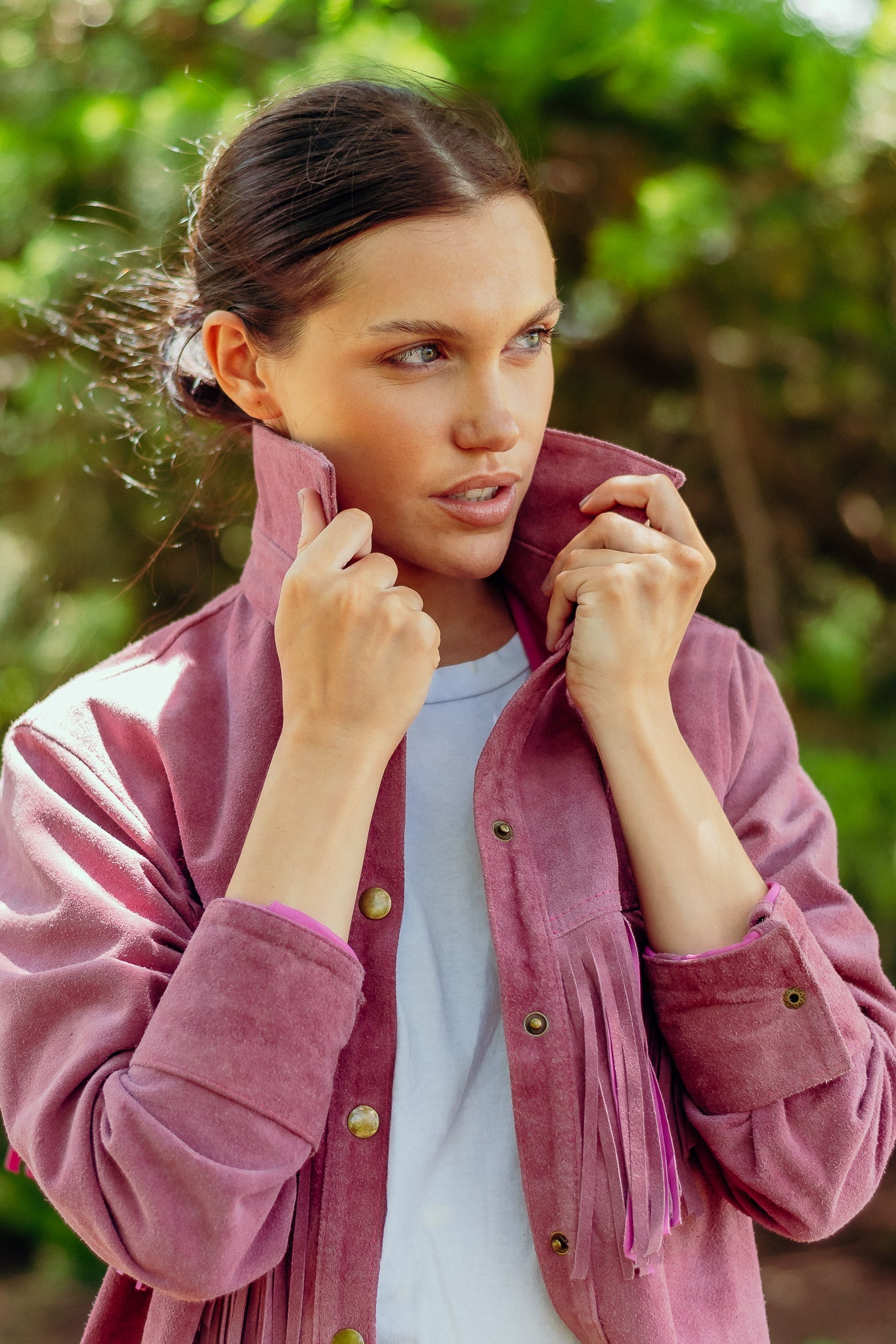 PATA LIFESTYLE Beth Pink Suede Hunter Jacket