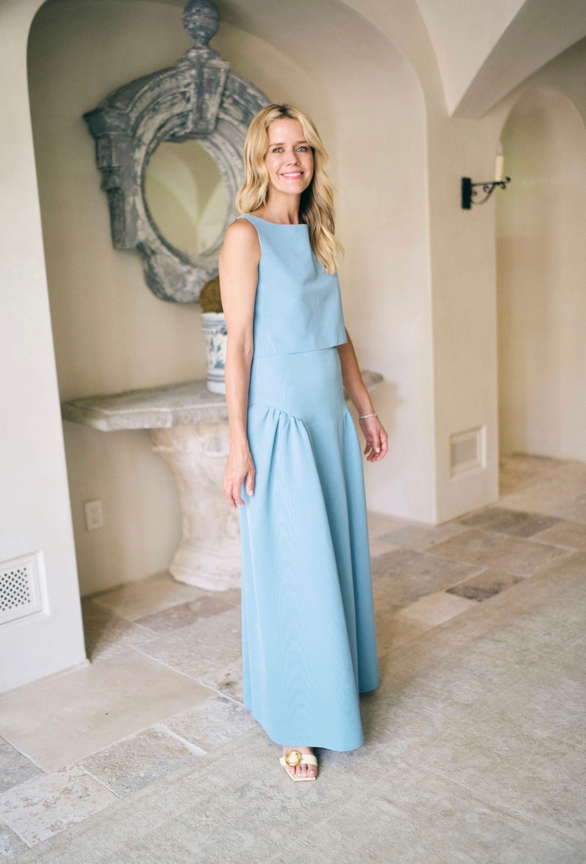 Mason by Mason's Daughter | Sloane Skirt, Hydrangea Blue Silk Moire M