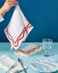 MISETTE Colorblock Embroidered Linen Napkins in Rust (Set of 4)