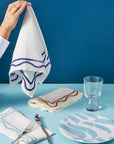 MISETTE Colorblock Embroidered Linen Napkins in Blue (Set of 4)