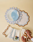MISETTE Colorblock Embroidered Linen Placemats in Blue/Amber (Set of 4)