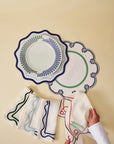 MISETTE Colorblock Embroidered Linen Placemats in Blue (Set of 4)
