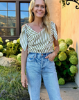 MASONS DAUGHTER | Lily Scarf Top, Olive & Ivory Striped