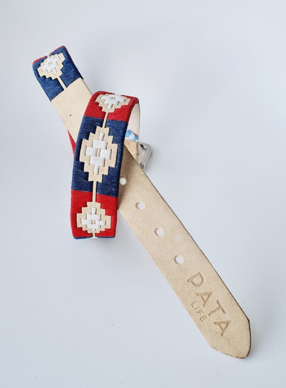 PATA LIFESTYLE Blue, white and Red Polo Belt