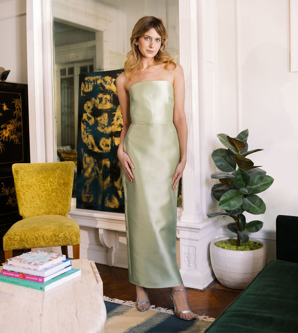 MASON by MASON'S DAUGHTER | Margot Dress, Champagne Green Silk Wool XS | MADE-TO-ORDER / EXPEDITED | 1-2 Weeks MASON by MASON'S DAUGHTER | Margot Dress, Champagne Green Silk Wool XS | MADE-TO-ORDER / EXPEDITED | 1-2 Weeks