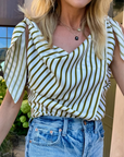 MASONS DAUGHTER | Lily Scarf Top, Olive & Ivory Striped