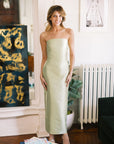 MASON by MASON'S DAUGHTER | Margot Dress, Champagne Green Silk Wool