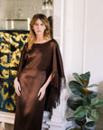MASON by MASON'S DAUGHTER Kelsey Cape Gown, Chocolate Brown Fringe