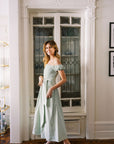 MASON'S DAUGHTER | Nora Dress, Green/Green Striped Poplin
