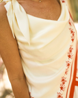 MASON'S DAUGHTER | Lily Scarf Top, Red & White Floral Silk Twill