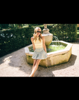 MASON'S DAUGHTER | Harper Mini Skirt, Olive & Ivory Dobby Striped