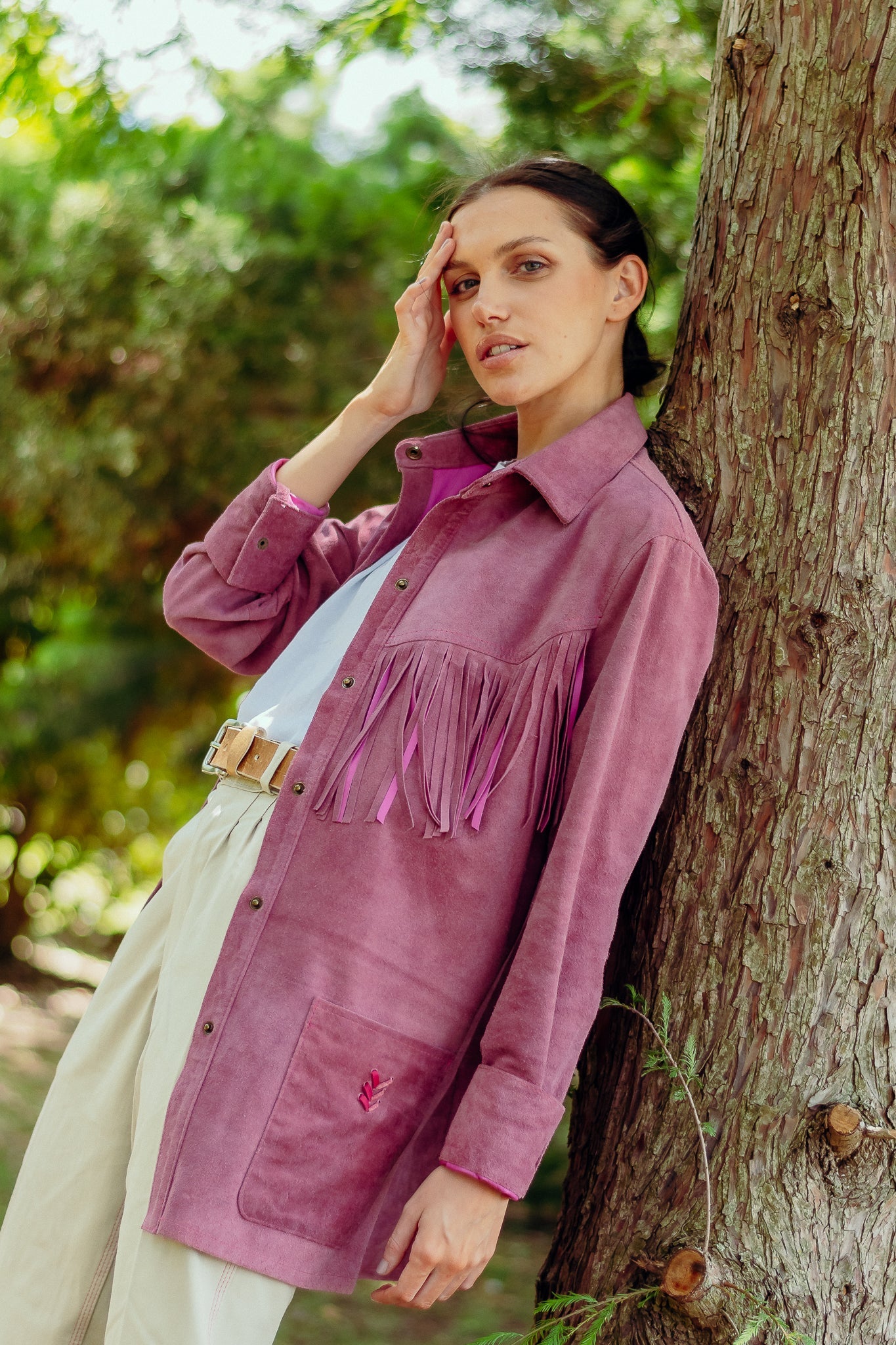 PATA LIFESTYLE Beth Pink Suede Hunter Jacket