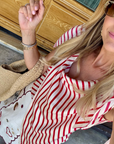 MASON'S DAUGHTER | Lily Scarf Top, Red & White Silk Twill