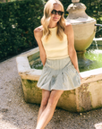 MASON'S DAUGHTER | Harper Mini Skirt, Olive & Ivory Dobby Striped
