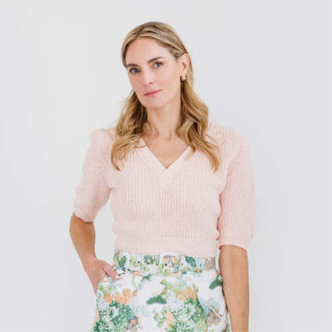 MASON'S DAUGHTER | Cropped Melissa Sweater, Soft Pink