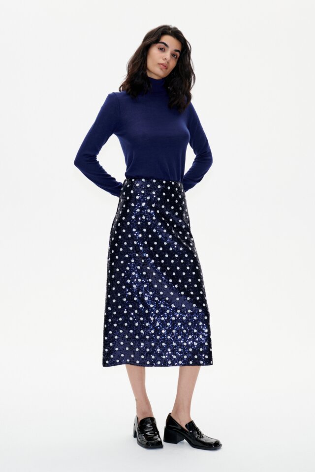 Jily Skirt, Blue Dotted Sequins
