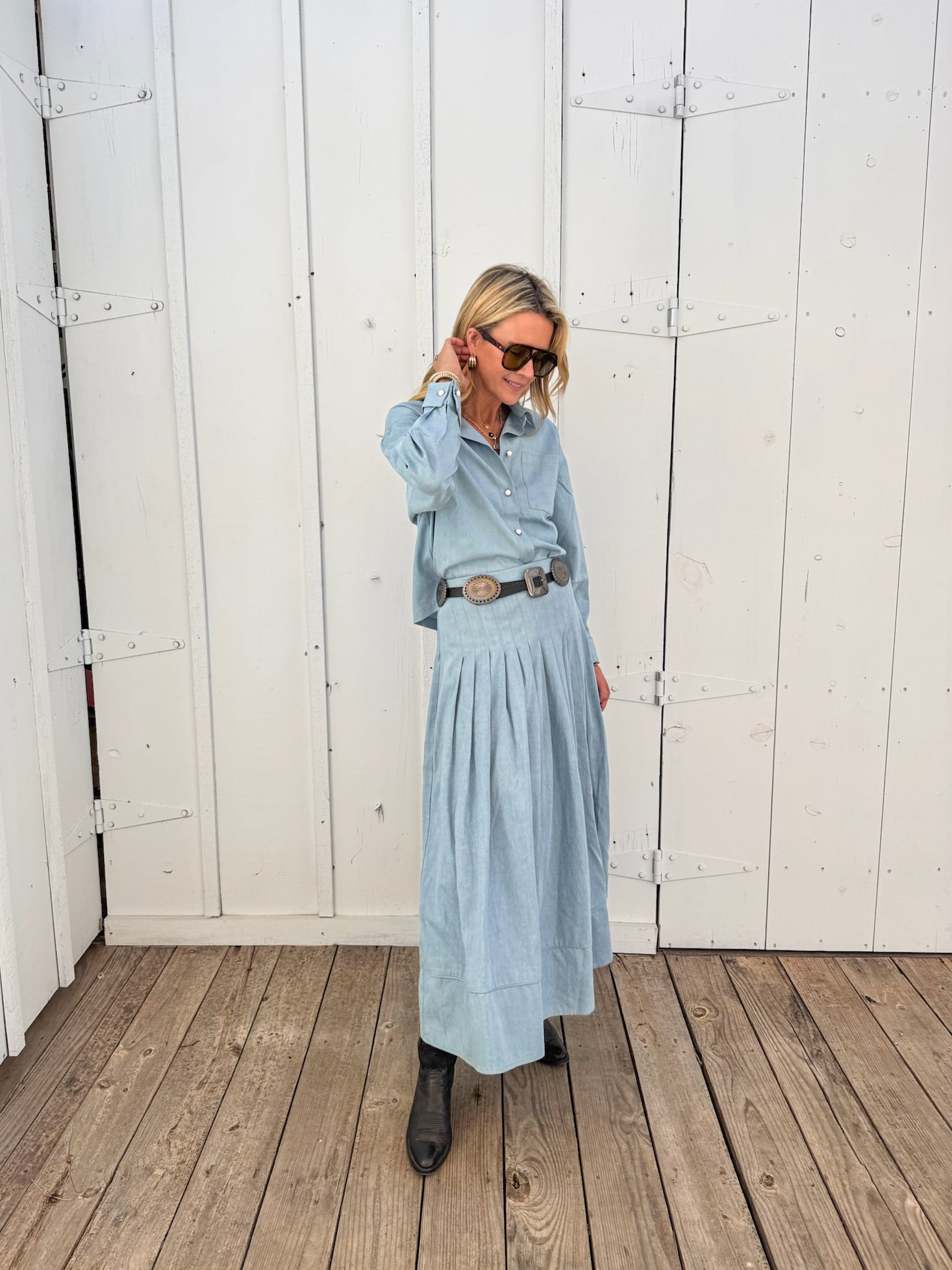MASON'S DAUGHTER Emma Skirt, Light Wash Chambray – Only on The Avenue