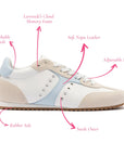 LARROUDE Stella Sneaker In Grey Suede, White Leather and Silver Metallic Leather