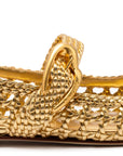 LARROUDE | Verona Macrame Ballet Flat In Gold Metallic Leather