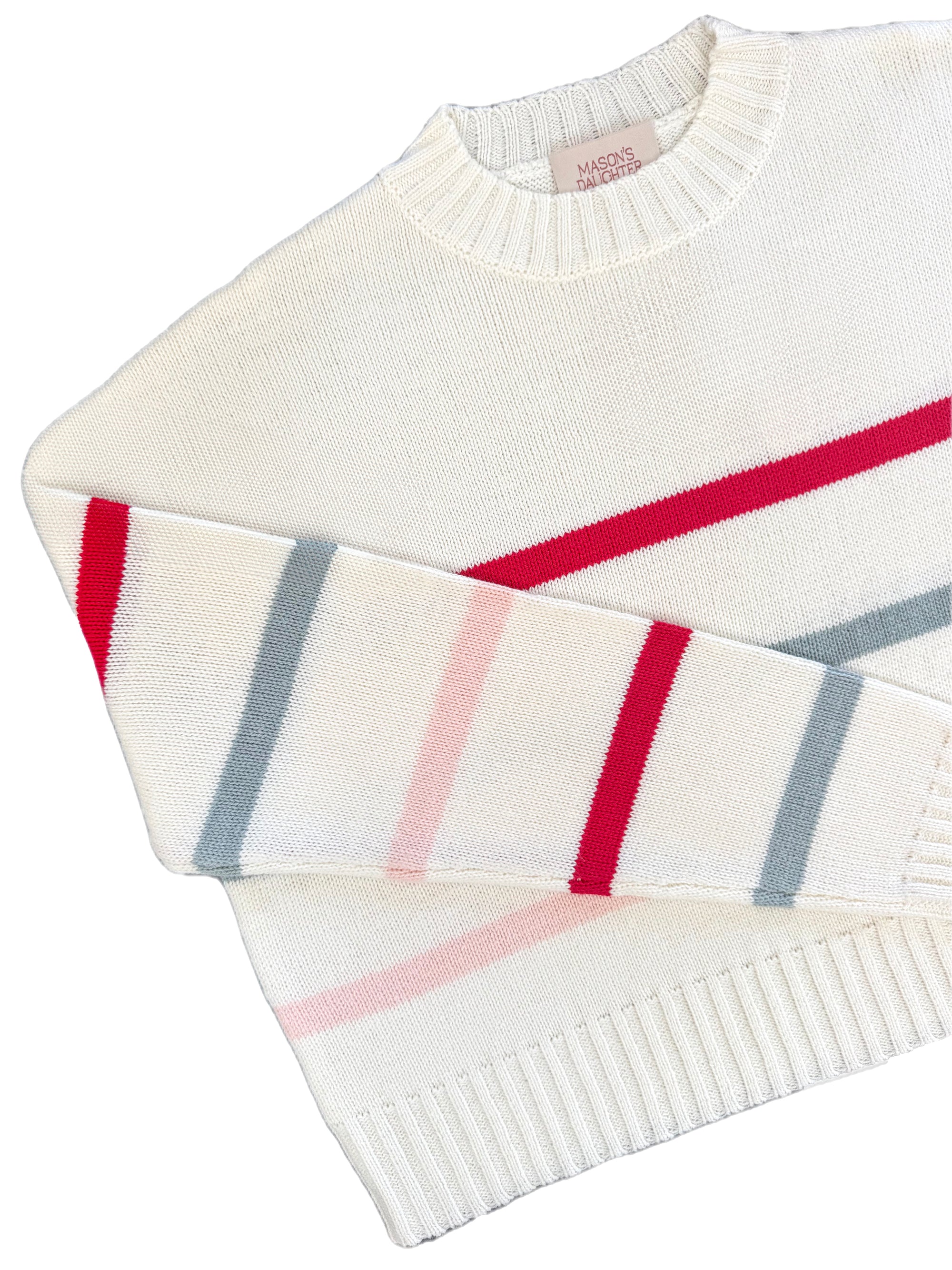 MASON'S DAUGHTER | Danielle Sweater, White Multi Striped Knit