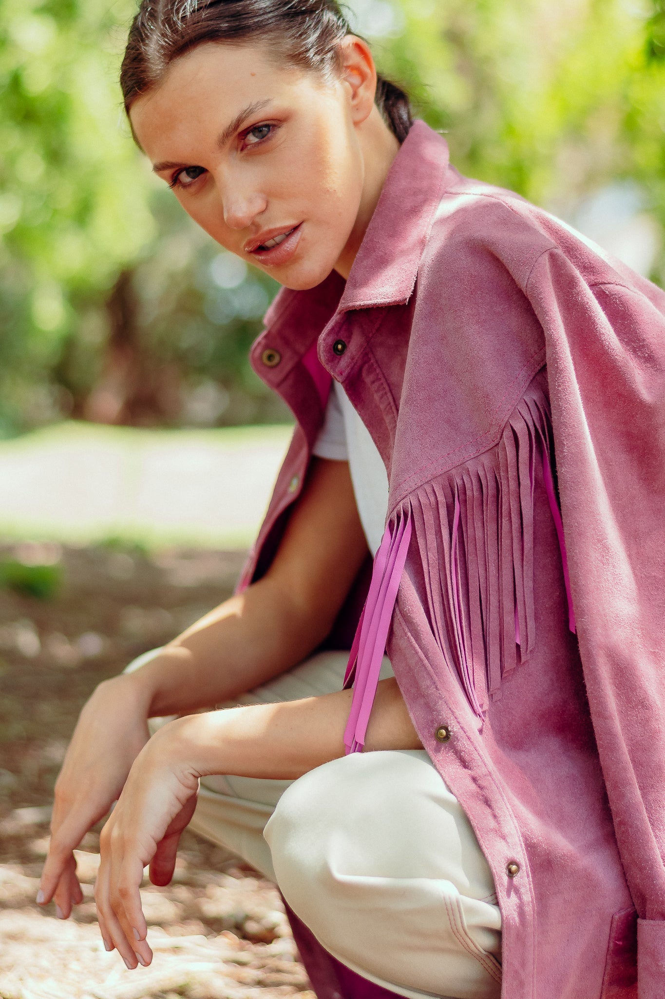 PATA LIFESTYLE Beth Pink Suede Hunter Jacket