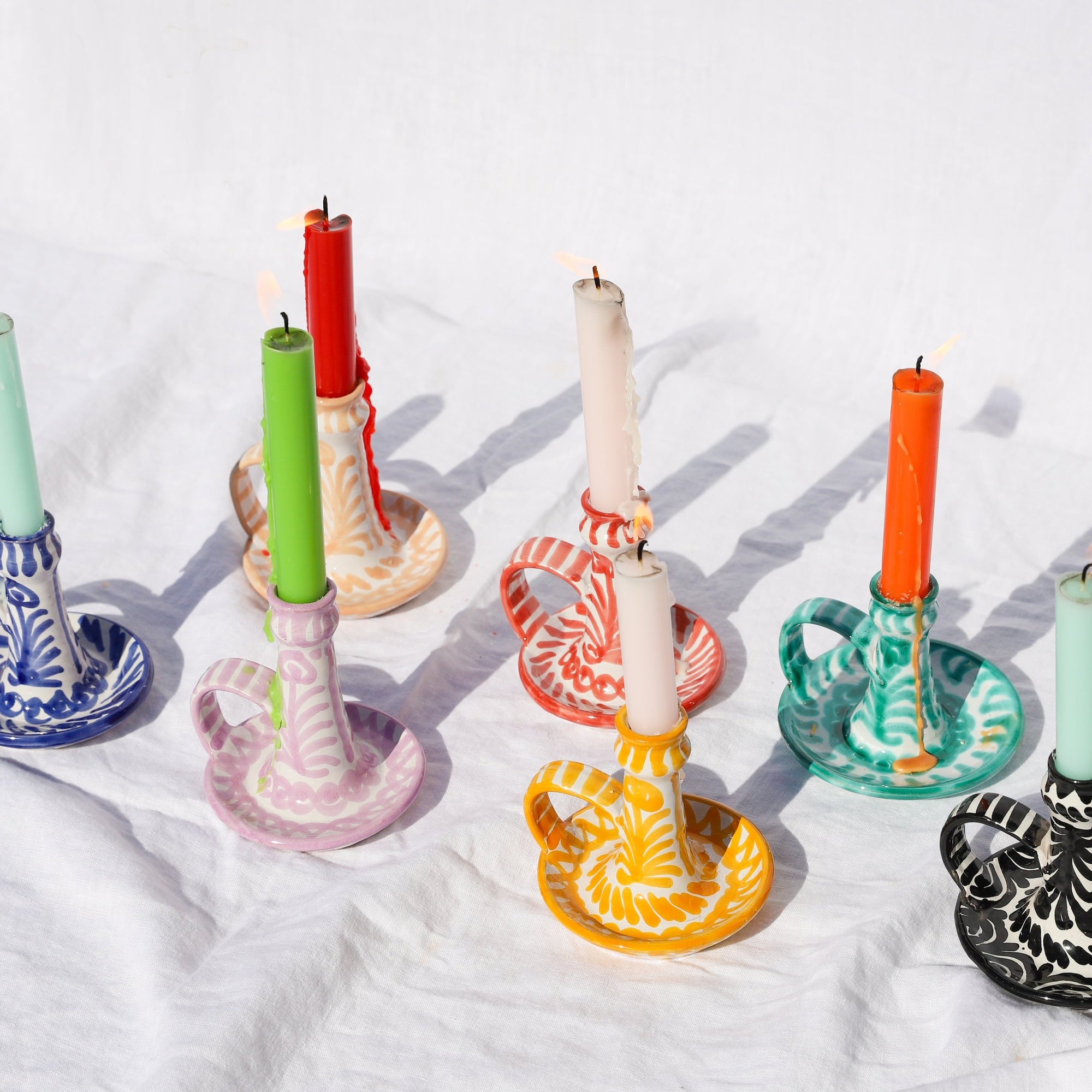 POMELO CASA Candlestick with hand painted designs