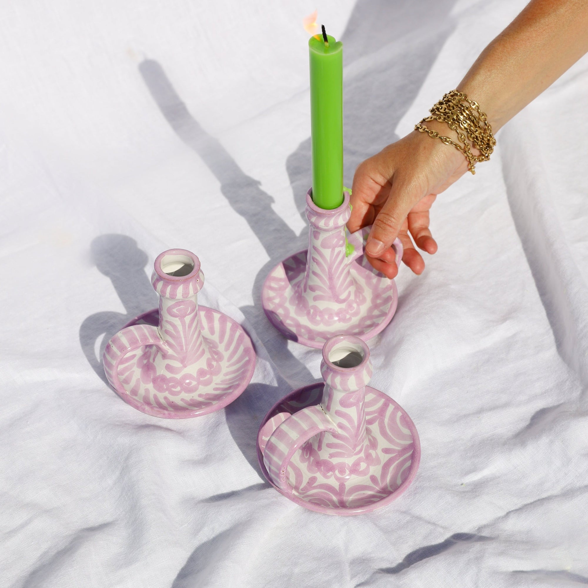 POMELO CASA Candlestick with hand painted designs
