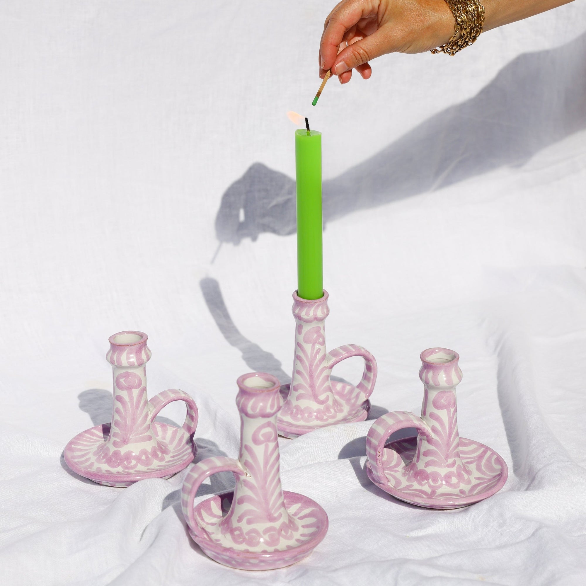 POMELO CASA Candlestick with hand painted designs