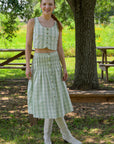 MASON'S DAUGHTER Andrea Skirt, Green/Ivory Shantung Gingham