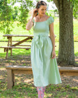MASON'S DAUGHTER | Nora Dress, Green/Green Striped Poplin