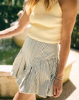 MASON'S DAUGHTER | Harper Mini Skirt, Olive & Ivory Dobby Striped