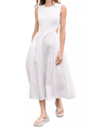 Sleeveless Cutout Midi Dress, White