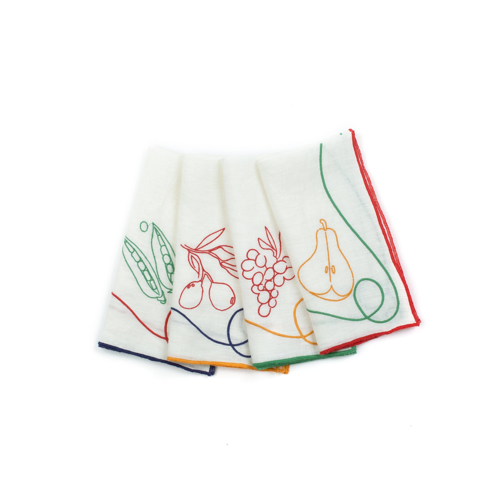 MISETTE Fête Embroidered Linen Napkins (Set of 4)