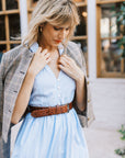 MASON'S DAUGHTER Noah Dress, Blue & White Striped Poplin