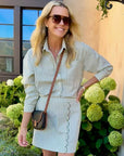 MASON'S DAUGHTER | the French Cuff Boyfriend Shirt, Olive and Ivory Striped Poplin