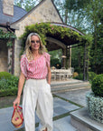 MASON'S DAUGHTER | Lily Scarf Top, Red & White Silk Twill