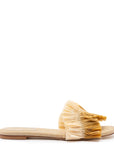 LARROUDE | Ivy Fringe Flat In Beige Raffia