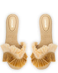 LARROUDE | Ivy Fringe Flat In Beige Raffia