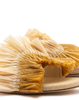 LARROUDE | Ivy Fringe Flat In Beige Raffia