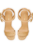 LARROUDE | Dolly Verona Sandal In Beige Leather and Natural Raffia