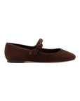 LARROUDE | Blair Ballet Flat In Brown Suede