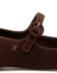 LARROUDE | Blair Ballet Flat In Brown Suede