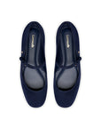 LARROUDE | Blair Ballet Flat In Navy Suede