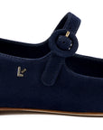 LARROUDE | Blair Ballet Flat In Navy Suede