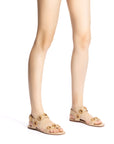 LARROUDE | Milan Flat Sandal In Beige Raffia