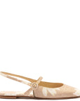 LARROUDE | Georgina Ballet Flat In Beige Printed Raffia
